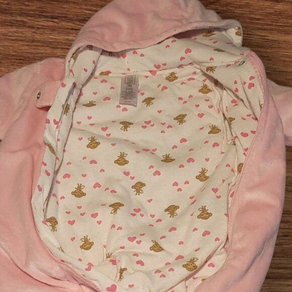 Carter's Just One You Infant Baby Girls Bunting Hooded Fleece Monkey Snowsuit - Picture 5 of 8